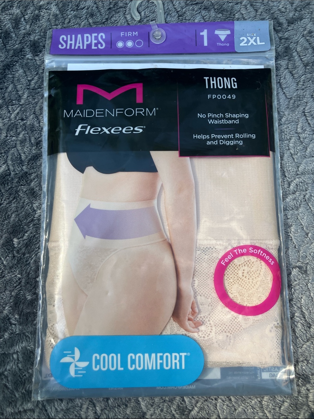Maidenform Flexees Cool Comfort Thong in Beige / Nude- 2XL